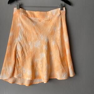 Free People sz 10‎ orange white mini flareBoho hippie skirt